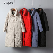 Load image into Gallery viewer, Fitaylor Women Winter Down Jacket Ultra Light 90% White Duck Down Stand Collar Snow Wear Ladies Long Parkas Down Overcoat